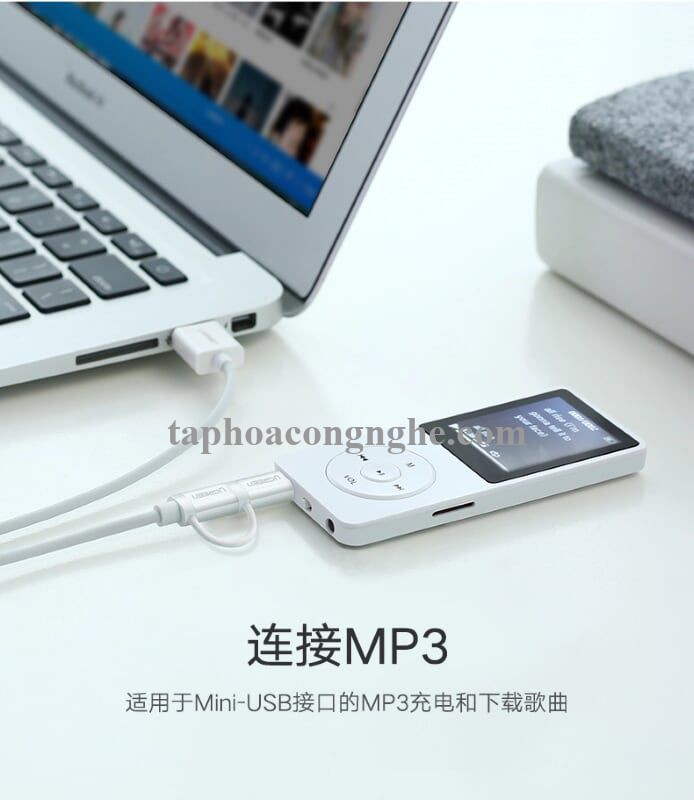 Ugreen 40770 0.5M màu Trắng Cáp sạc truyền dữ liệu USB 2.0 sang MICRO USB + MINI USB US178 30040770